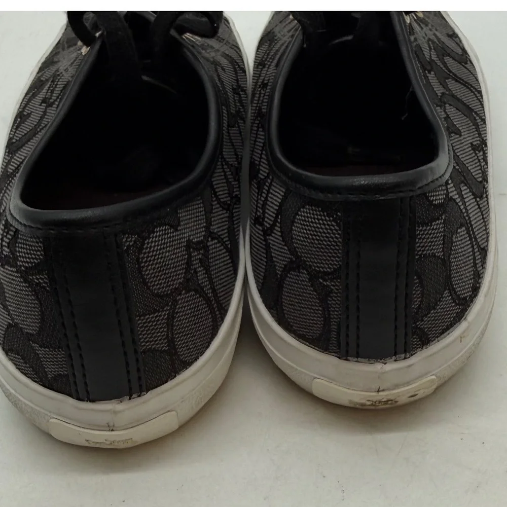 Coach 9 Empire Low Top Sneakers Black Signature C Monogram Canvas Gold Hardware